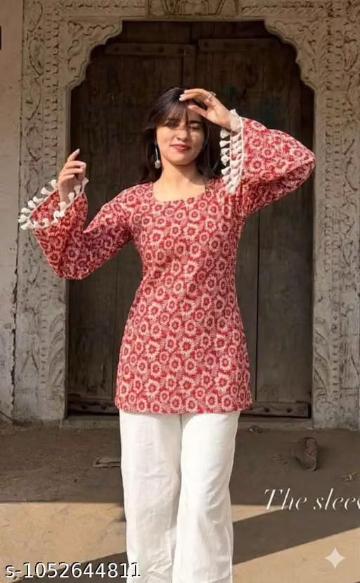 women and girl short kurti