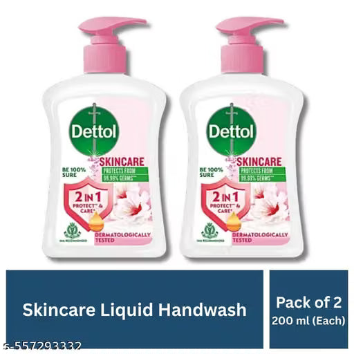 Dettol Skincare Liquid Handwash, 200 ml Pump (Pack of 2)