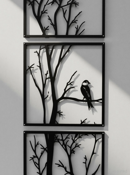 cavier-shop (8INCH X 8INCH )Modern Tree Wall Art for room and Home decor Pack of 4 (8 inch X 8 inch, Black)
