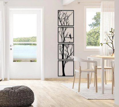 cavier-shop (8INCH X 8INCH )Modern Tree Wall Art for room and Home decor Pack of 4 (8 inch X 8 inch, Black)