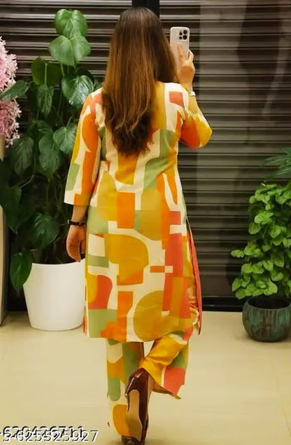 Multicolour Women Kurti With Bottomwear
