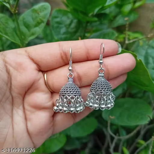 Antique Designer Oxidized Jhumka Earrings Combo Set of 2 pairs for beautiful girls & women