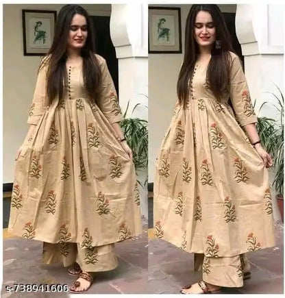 Anarkali Kurta Set | Kurta Palazzo Set | Cotton Kurta Set | Long Anarkali Kurta