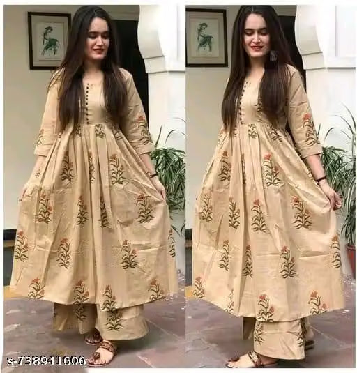 Anarkali Kurta Set | Kurta Palazzo Set | Cotton Kurta Set | Long Anarkali Kurta